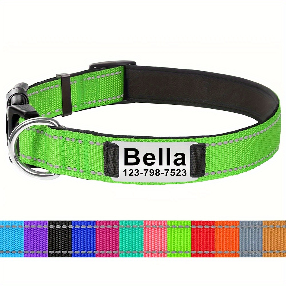 TEMU Personalized Pet Collars, Customized Dog Nylon Collar With Id Pendant Tag, Dog Outdoor Accessories And Decorations - Nice Gift For Pets