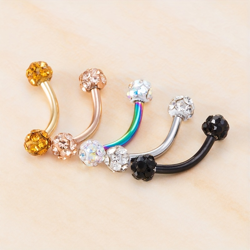 bling eyebrow piercing curved barbell banana ring lip Temu Ireland
