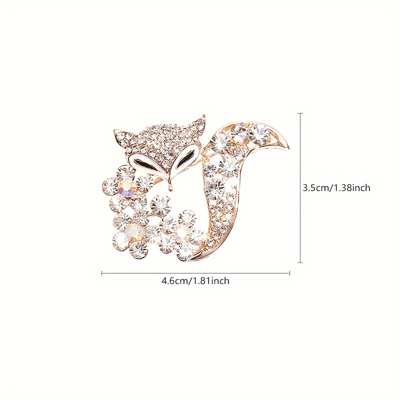 Fox Brooch Pin With Rhinestone Accents - Alloy Jewelry For Women, Elegant Party & Casual Attire, Mother’s Day Gift, Versatile Accessory