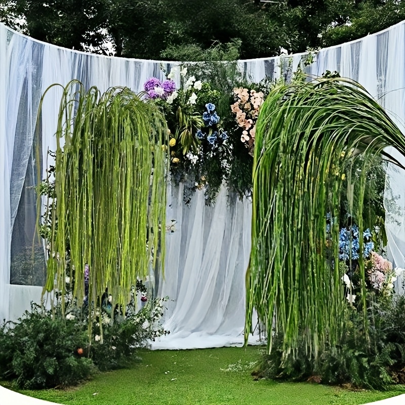 Image of 3pcs Oversized Realistic Chinese Willow Decorations - Hanging Plastic Flexible Branches For Wedding,, Yard Fence & Party Decor Suitable For Wedding Party, Anniversary, Outdoor Decoration