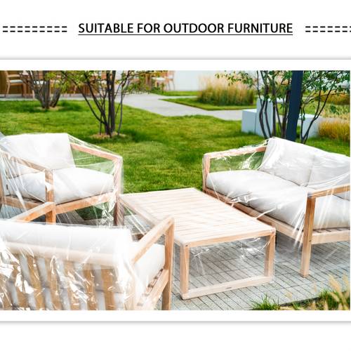 4pcs heavy duty clear plastic patio covers compatible for outdoor furniture waterproof weather table sofa protectors with multi size fits for balcony poolside year round use installation plastic 4pcs