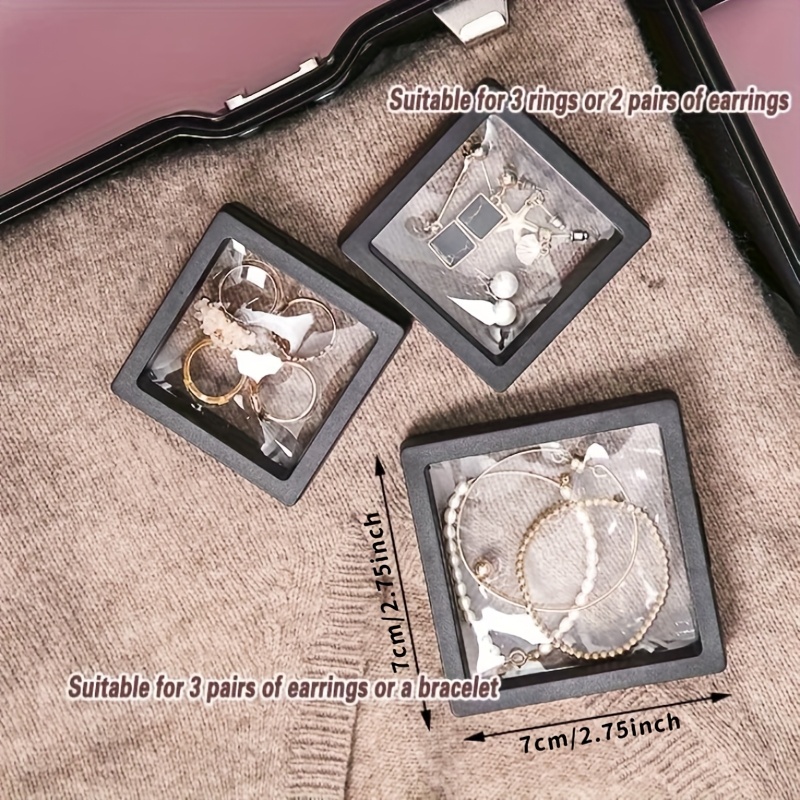 18pcs 3d floating frame display stand jewelry box gift box ornament organizer small travel jewelry box pe film anti oxidation suspended display box stackabl Product details 4