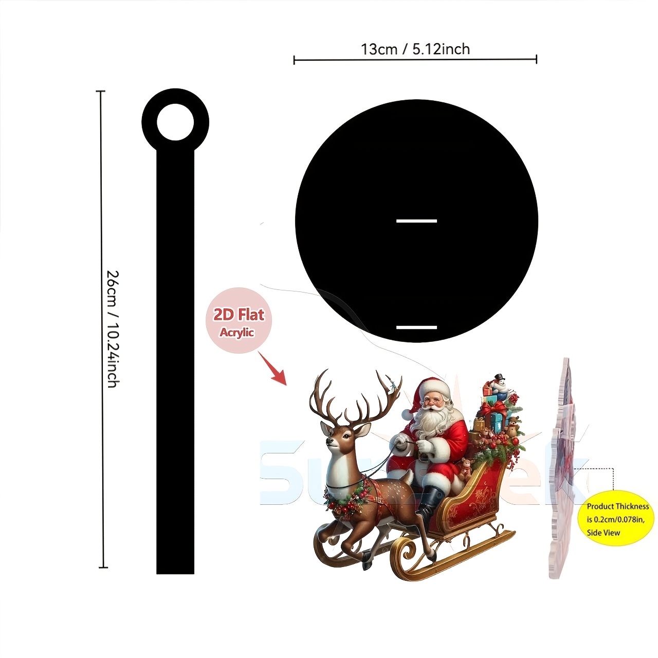 TEMU 1pc, 2d Flat Acrylic Tabletop Vertical Tissue Holder Decorating Reindeer Sleigh Santa Claus Pattern, 2d Printed Pattern, Kitchen Tissue Holder,
