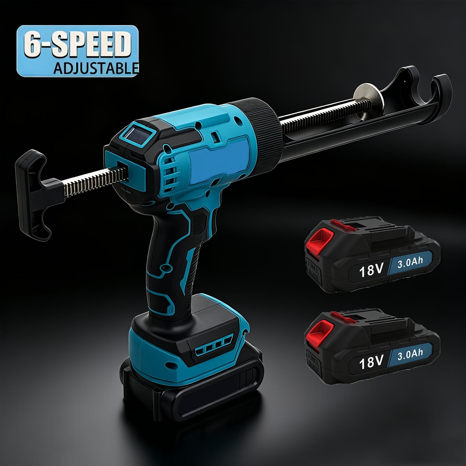 TEMU 18v/650w Cordless Electric Caulking Gun Set | 2 Pack 3.0ah Lithium Batteries And Fast Charger And Cleaning Needle | 6 Variable Speed Drip-free