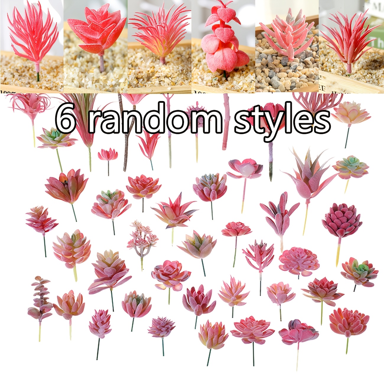 35 Red Succulent Plants, 6pcs/set Series, Simulated Succulent Plants, Plant Decoration Ornaments, Creative Flowerpot Additions, Room Desktop Decoration