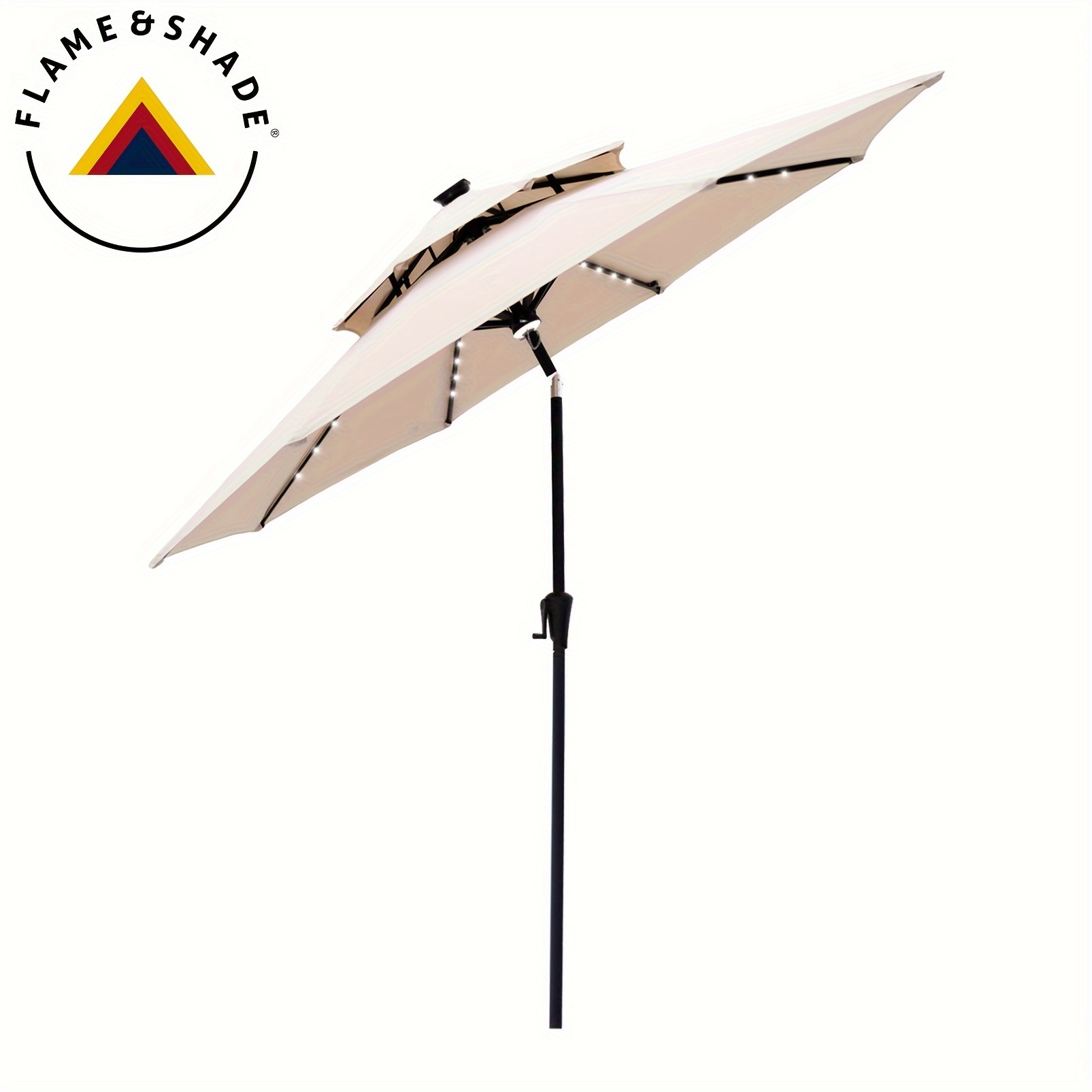 

Flame&shade 9 Ft Double Powered Outdoor Market Patio Table Umbrella With Led Lights And Tilt