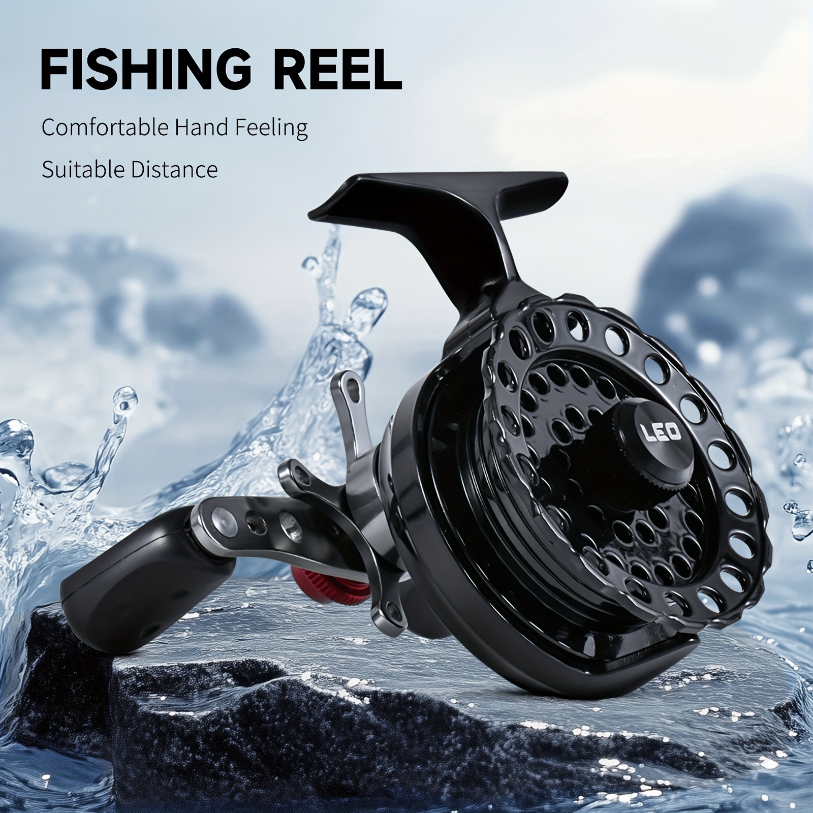 bb ice fishing reel Ice Fishing Reel Compatible with Ice Rods - Inline Reel with No Line Twist  & Anti-Drop System, 4+1 Shielded BB Bearing System, High *.6:1 Ratio * Hand  * (Black)