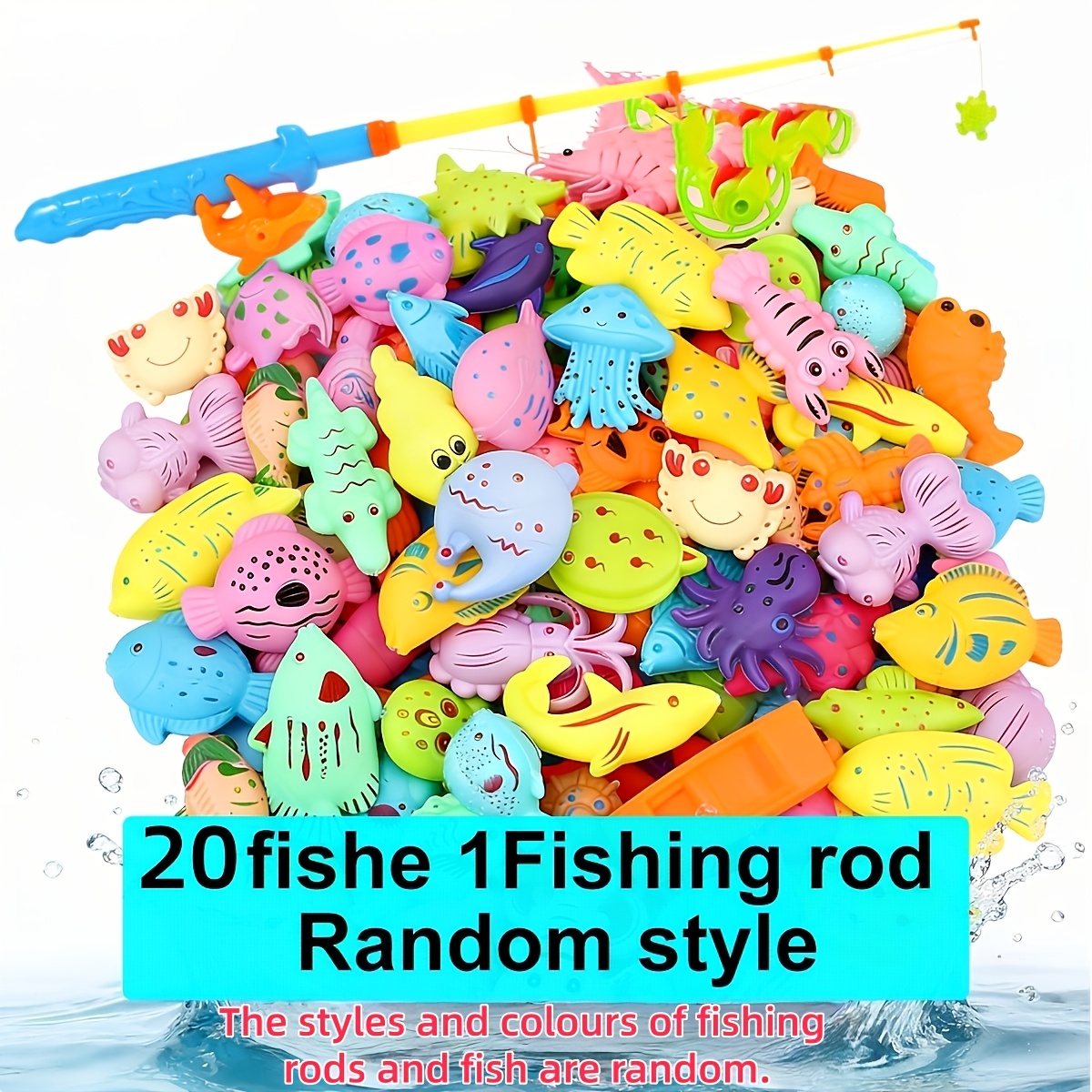 E-shop 21 Stück Zufälliger Stil Plastik Schwimmende Simulations-Goldscheibe mit Angelruten - Realistische Aquarium Dekoration, Multi-Style