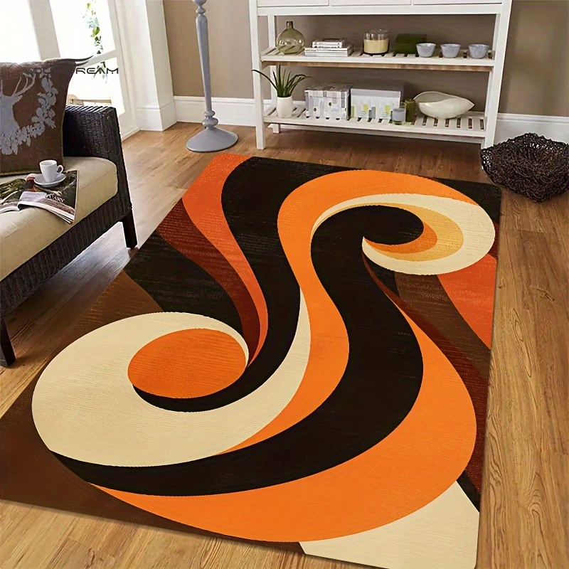 

Abstract Swirl Area Rugs: Versatile And Machine Washable - Suitable For Living Room, Bedroom, Kitchen, Bathroom, And Entryway