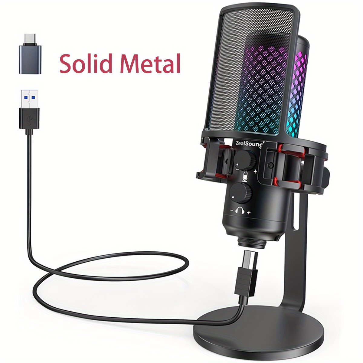 

Zealsound Usb For , Metal Microphones -to- Led , Rgb , Pop Filter, , Gain For Volume , Mic Gain