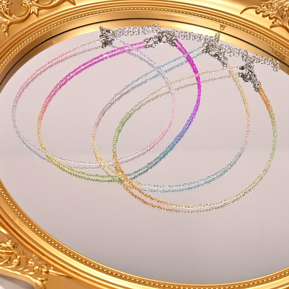 

Choker collier de perles de verre dégradé multicolore pour femmes, style mignon et vacances, sans placage, tenue quotidienne et de fête, convient à toutes les saisons