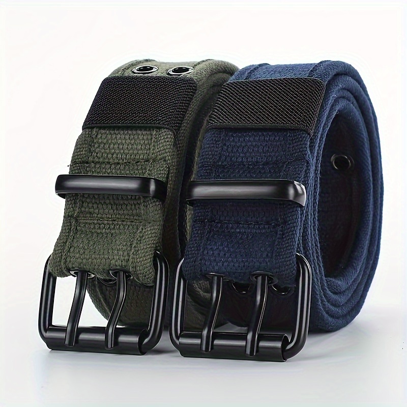 

1pc Unisex Canvas Cargo Belt With Full Hole Pin Buckle, Durable And Stylish For Jeans