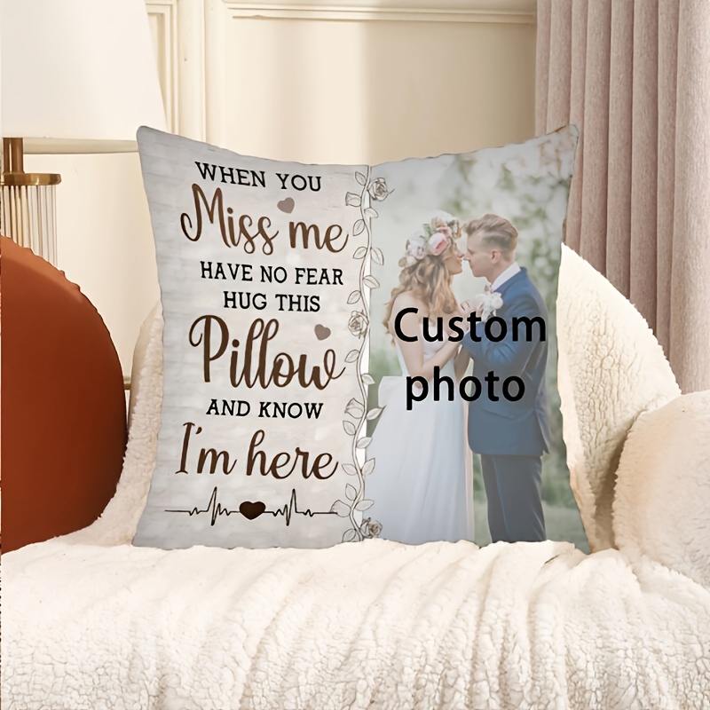 

1pc Contemporary Custom Photo Throw Pillow Cover, Short Fabric, Machine Washable, Zipper Closure, Personalized Single-sided Print For Living Room - 45x45cm/18x18in