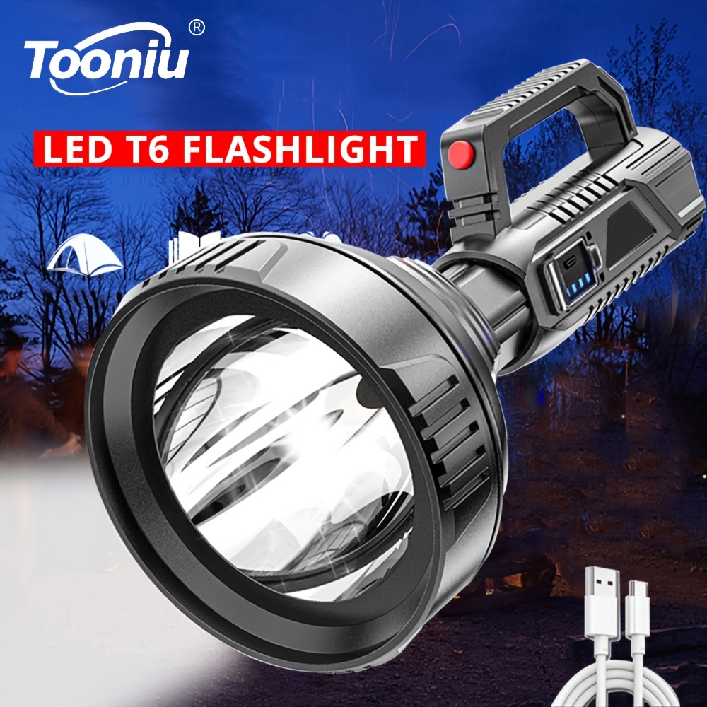 

Tooniu Led Flashlight, Portable Rechargeable Handheld , 3 Lighting , 36v Max, 150 , 800mah Battery, Abs Material, Usb & Battery Powered, Outdoor Camping, Hiking, Fishing, , 0-200m Range