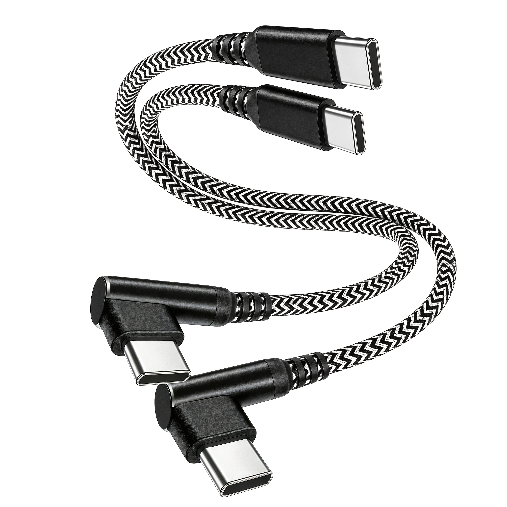 TEMU 2pcs Short Straight Elbow Type-c To Type-c Data Cable, 30cm/1ft/11.8inch, Portable Dual Type-c Charging Cable, Suitable For Iphone 17/16pro Max,