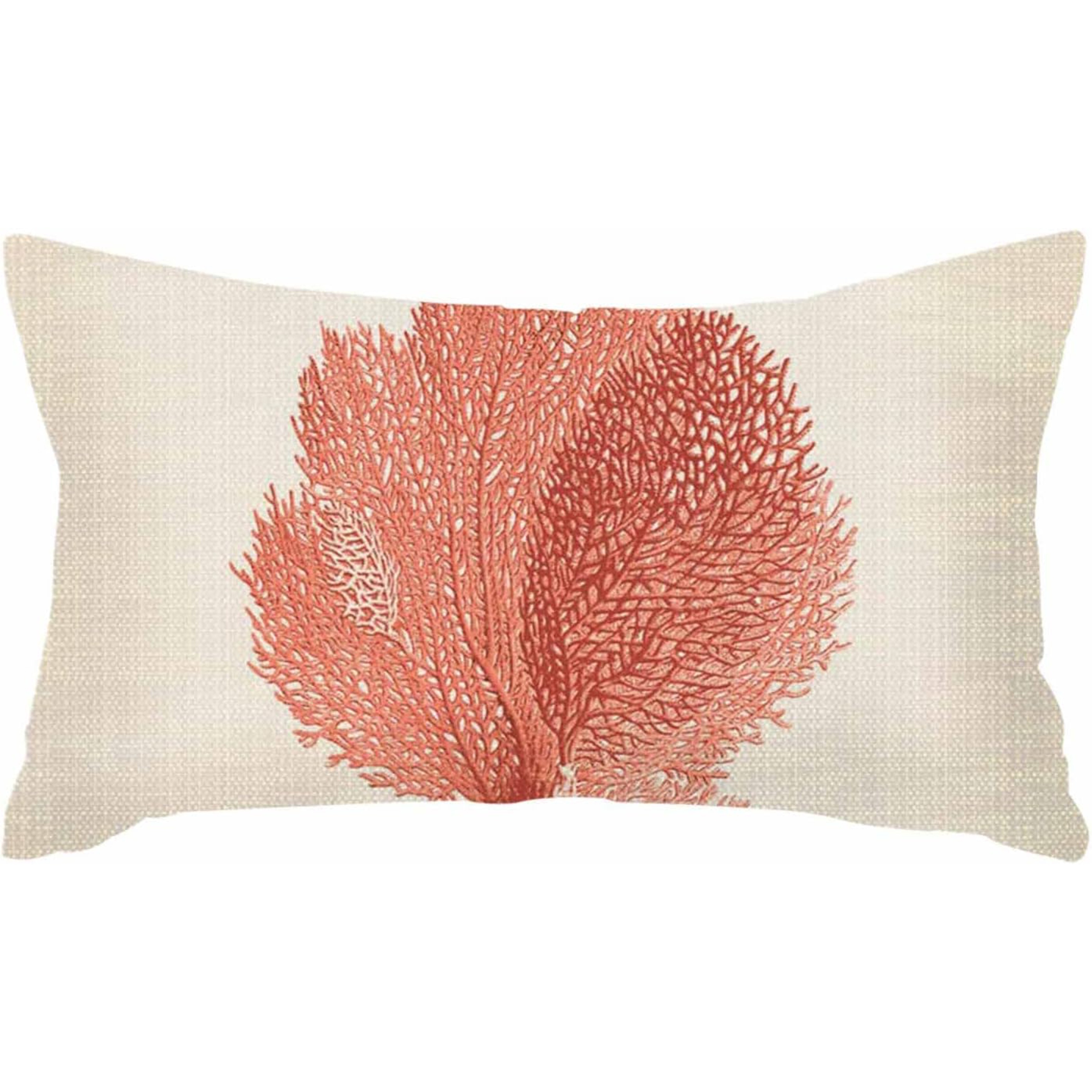 

Contemporary Coral Linen Throw Pillow Cover 12x20 - Decorative Zippered Cushion Case For Home Decor, Machine Washable, Woven Pillowcase With Pattern For Various Room Types