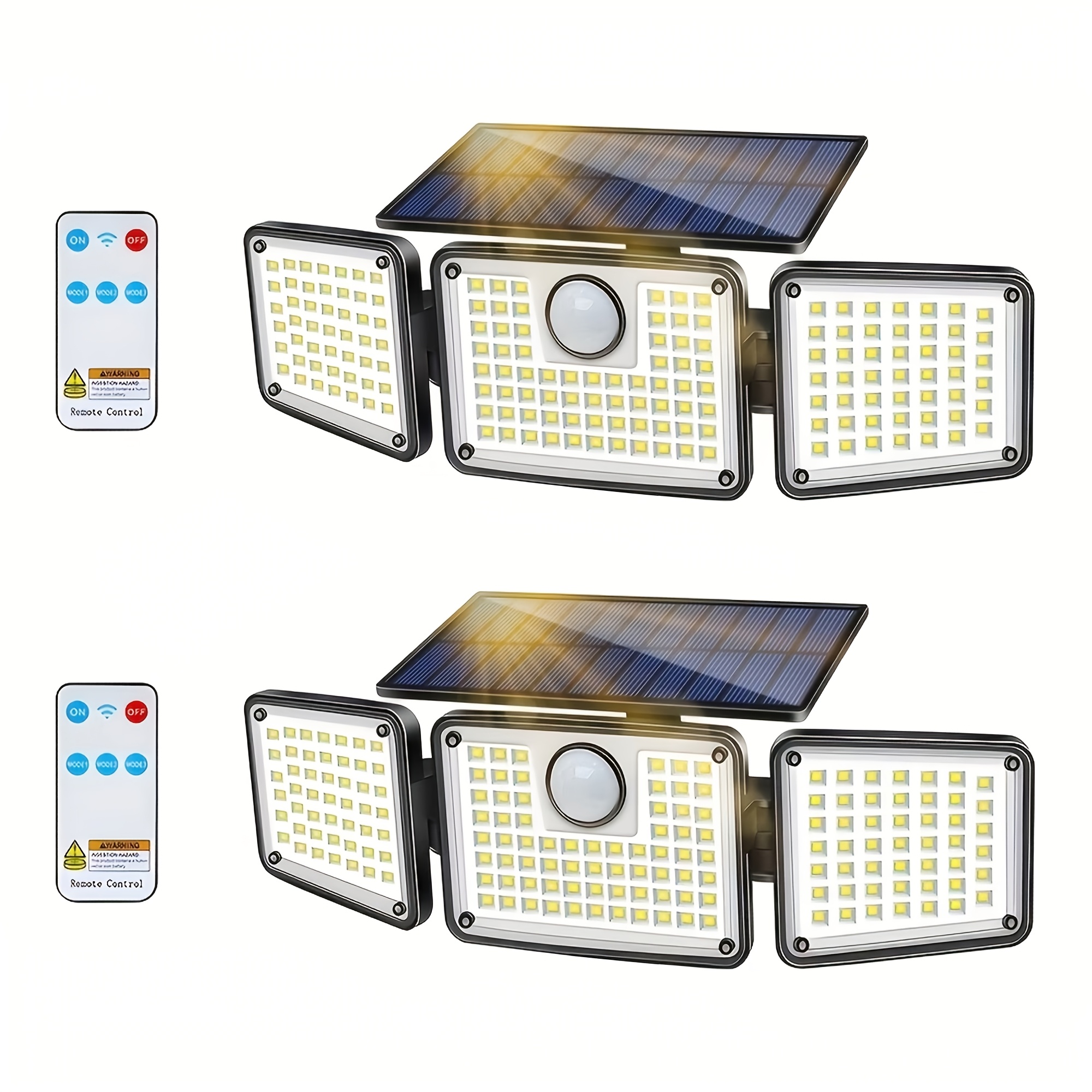 TEMU 2pcs Solar Wall Light, Led Solar Outdoor Light With Pir Motion Sensor, 3 Lighting , Ip65 Waterproof Rating, Remote Control Included, Ideal For