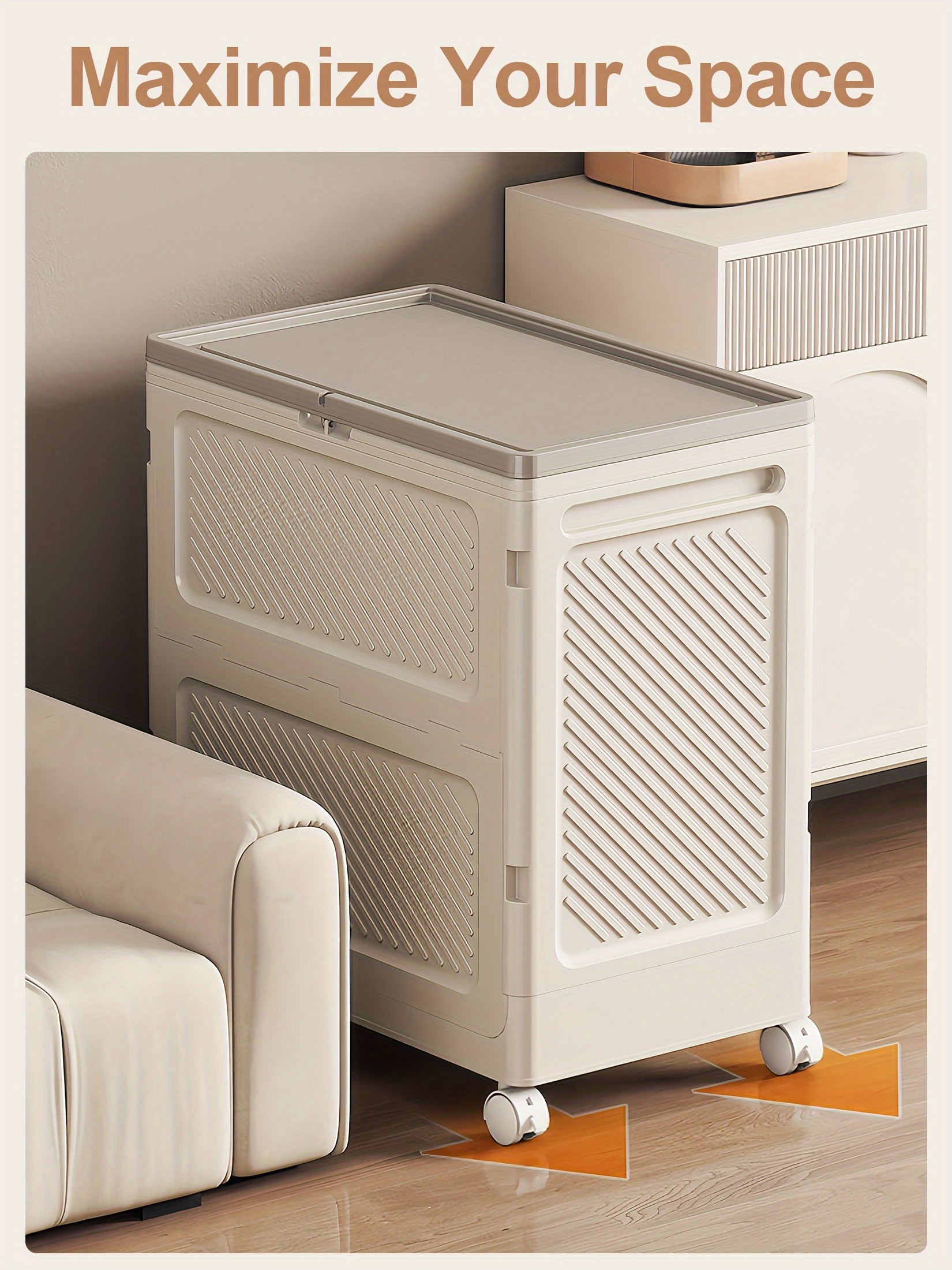 Large Capacity Waterproof And Dustproof Storage Box with Wheels, Multi Purpose Home Storage And Organization Solution Suitable for Bedroom, Living Room, Bathroom And Kitchen 16 Large Capacity Waterproof And Dustproof Storage Box with Wheels, Multi Purpose Home Storage And Organization Solution Suitable for Bedroom, Living Room, Bathroom And Kitchen