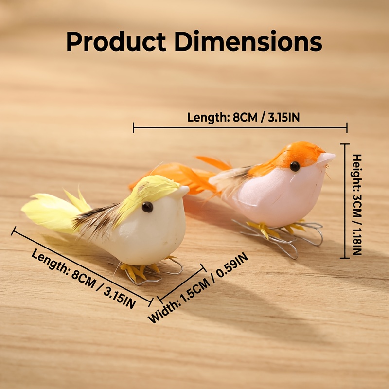 6 piezas de pájaros en miniatura realistas hechos a mano, con formas adorables y colores intensos, adecuados para decoración de patio, adorno de jardín, adornos de interior para el hogar, detalles decorativos para patio exterior, para añadir riqueza de color, y también se pueden regalar a amigos