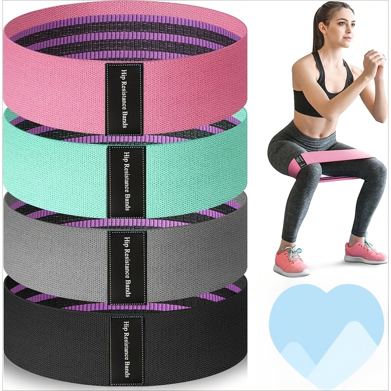 Image of Fabric Resistance Bands Set Of 4, Non-slip Wide Cloth Exercise Bands, Heavy-duty Loop Bands For Squat & Leg Workout, Home Gym Fitness Equipment