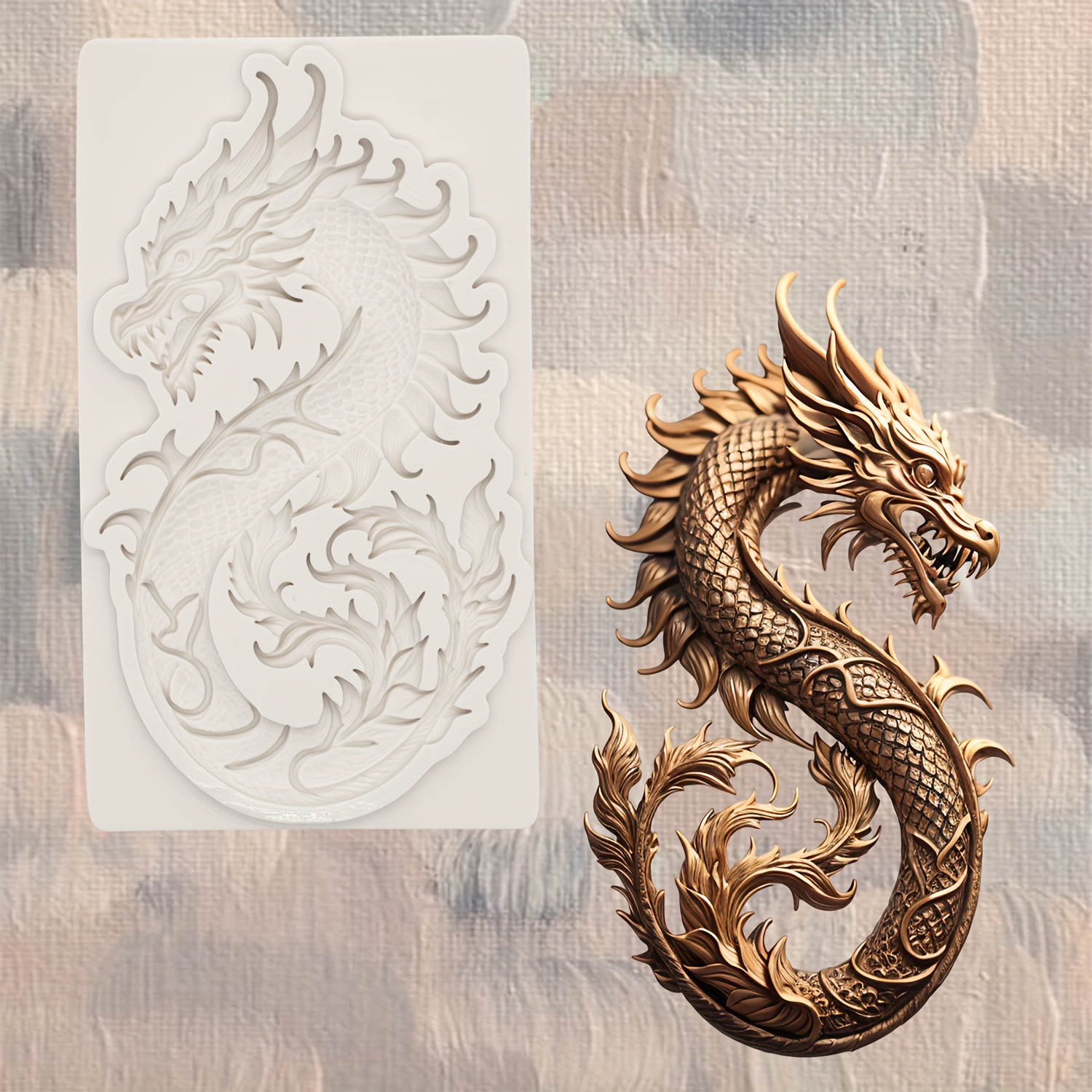 

1pc Embroidery Dragon Silicone Mold For Epoxy Resin, Clay, Candy, Chocolate - Diy Cake Decorating, Baking Tool, Kitchen Accessory - Holiday Molds For Christmas, Halloween, Easter, Graduation,