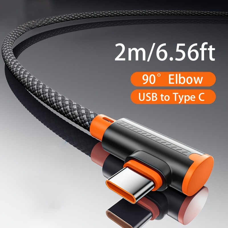 100w 6a Nylon Braid Usb C 90 Degree Elbow Type C Fast Charge Cable Phone Extend Charging Cable For Huawei For Oppo For Oneplus Vr Camera