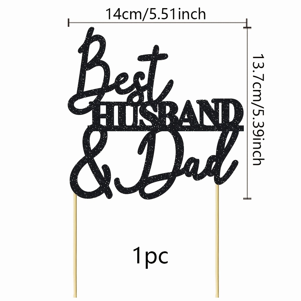 Image of 1pc Best Husband And Dad Cake Topper Happy Birthday Cake Toppers Father Birthday Party Decorations For Men Party And Happy Father's Day Party Decorations Supplies, Halloween, Christmas