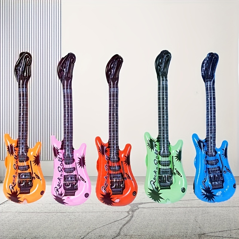 

5 Pcs Inflatable Guitar Set - Party Props Large Rock Guitar Toys For General Use - Suitable For 14+ Years, No Electricity Needed - Ideal For Birthday Party & Event Stage Decoration, Assorted Colors