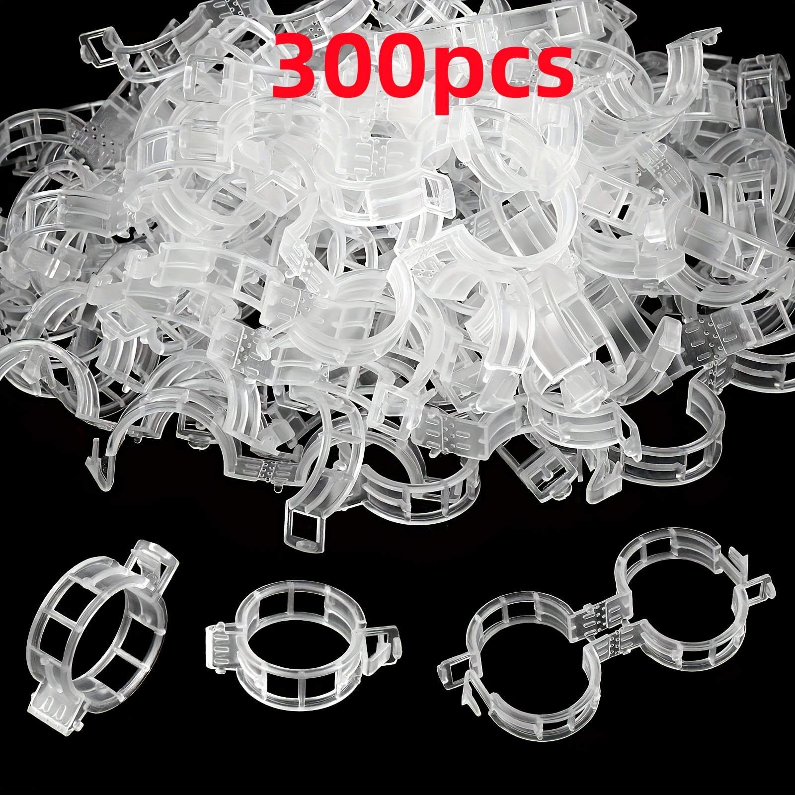 300pcs Durable Plastic Plant Support Clips | Design For , Reusable Garden Trellis Ties For Vegetables, Tomatoes, Climbing Plants - Weatherproof Training Assistance Tools
