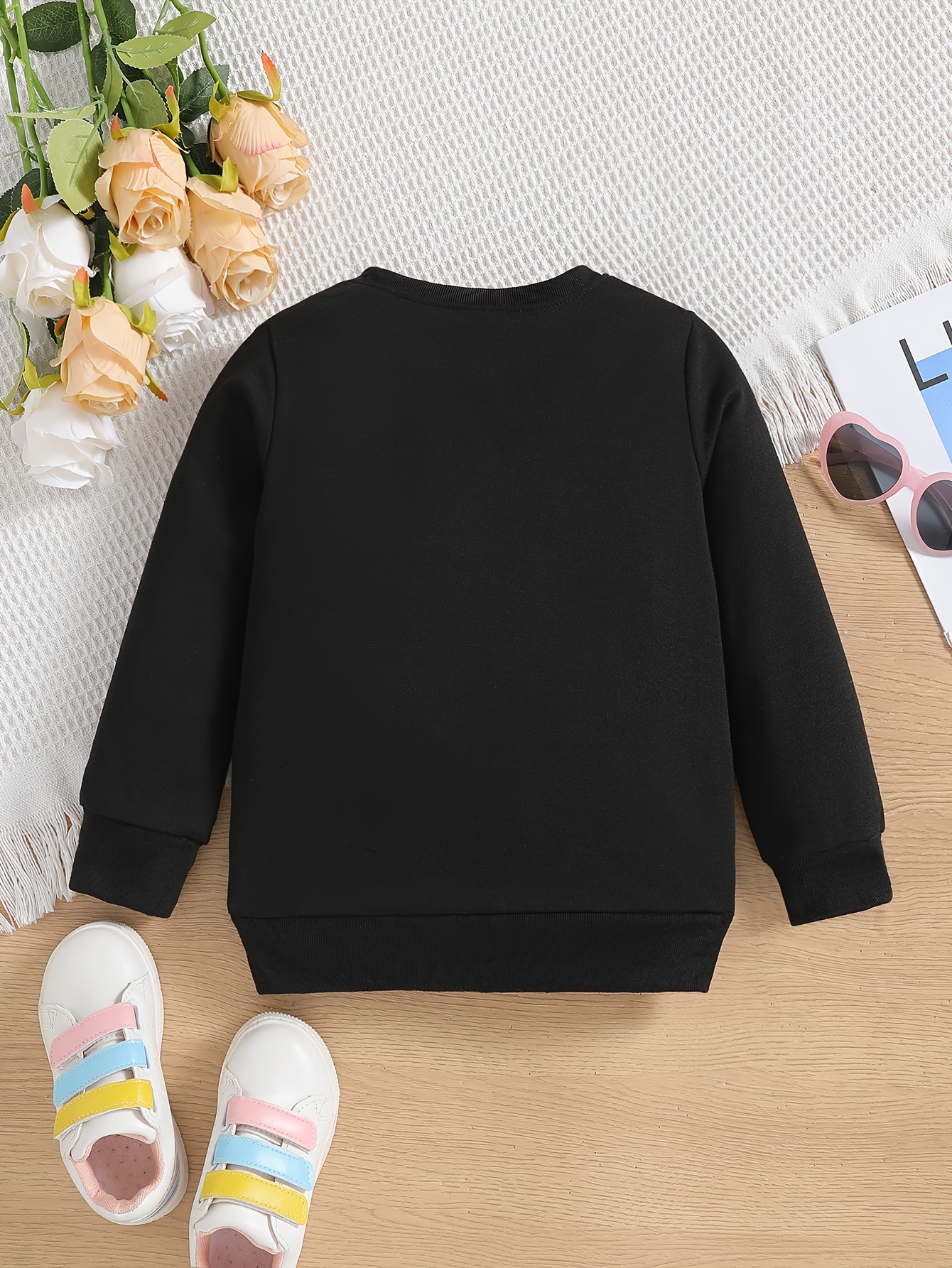 cozy cute girls' long sleeve black sweatshirt colorful Temu Oman