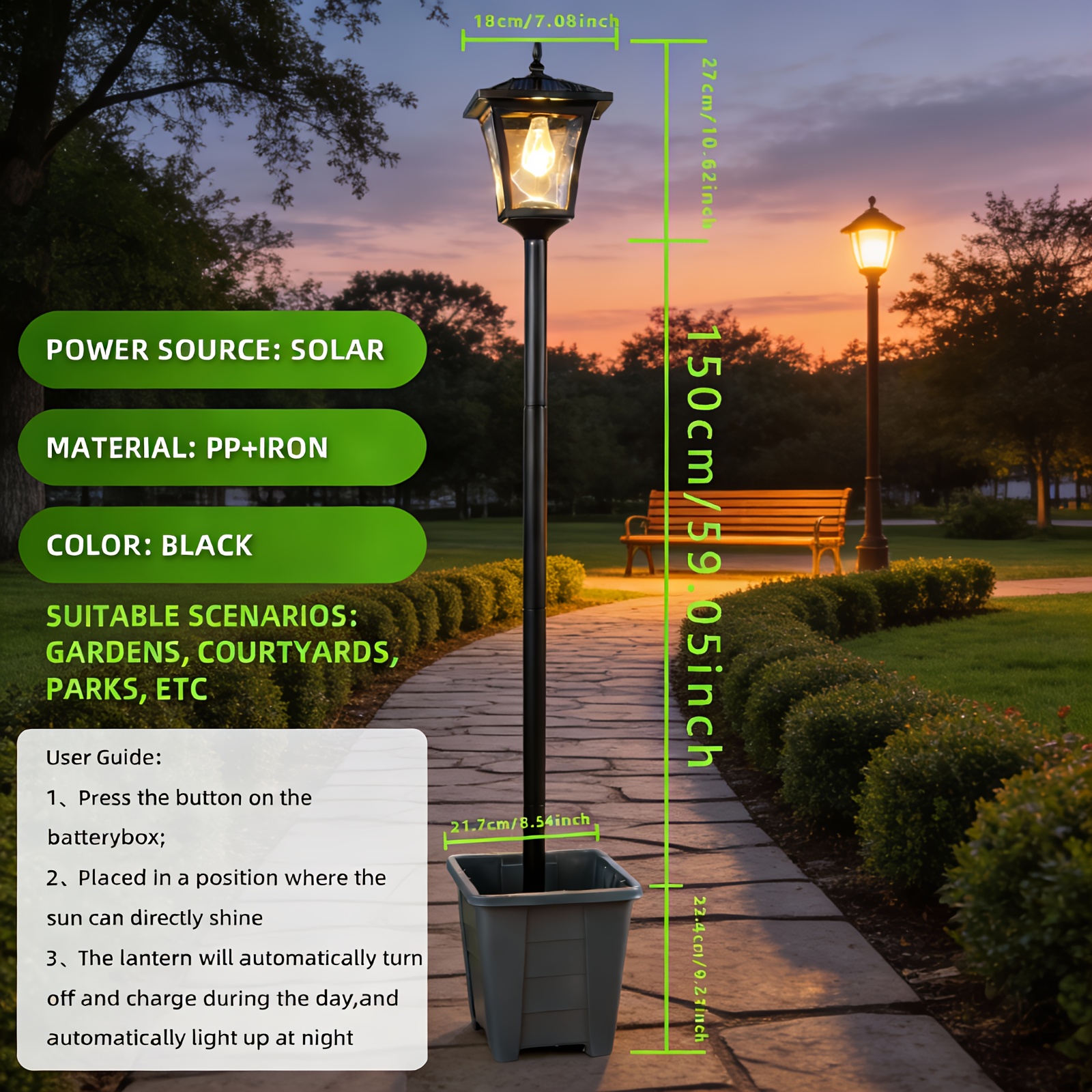 TEMU Warm White Solar Garden Lights Outdoor - Decorative Stake Lights With Auto , Rustic Vintage Design For Pathway, Yard, Landscape Ip44