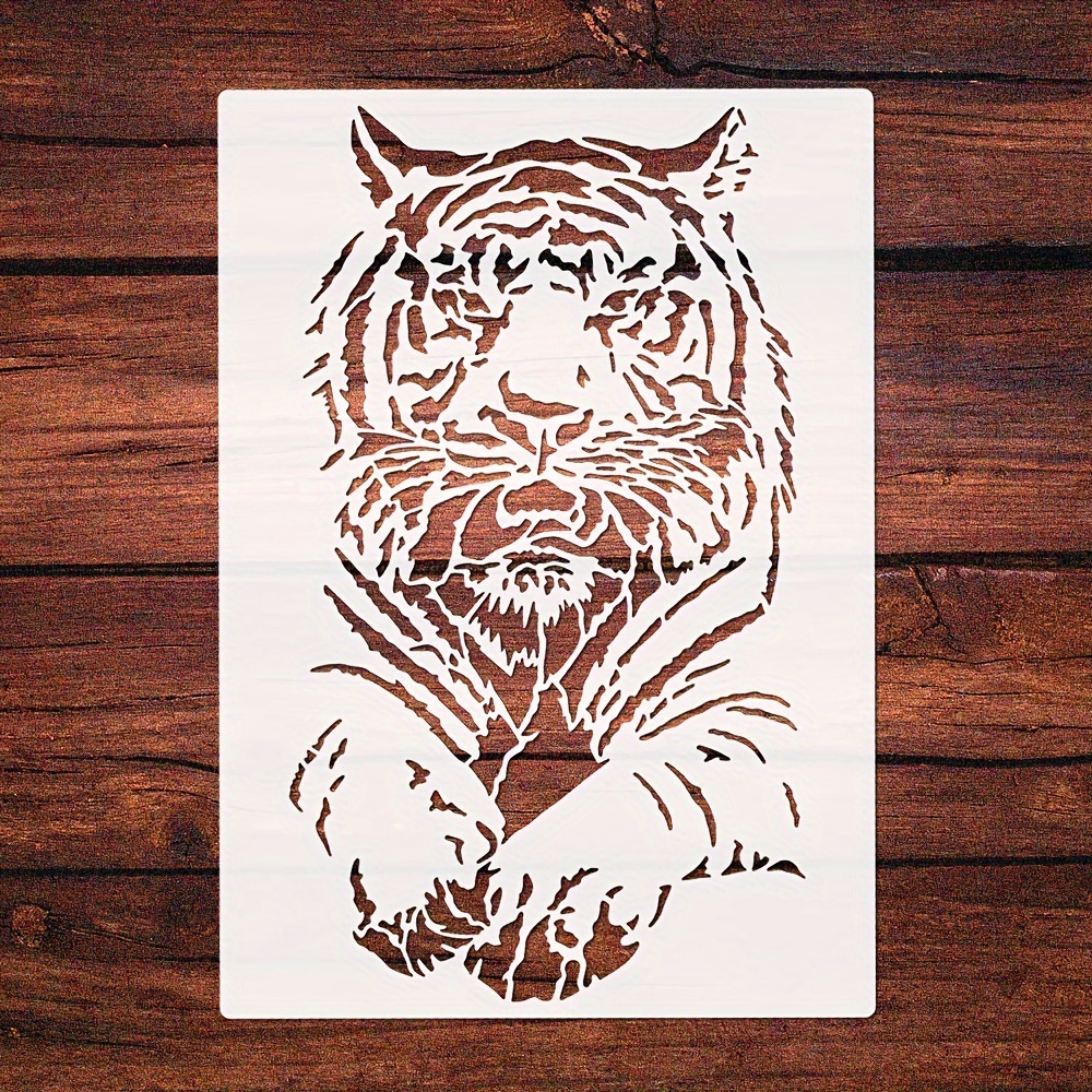 

Large Tiger Stencil For Diy Crafts - Reusable Plastic Template For Painting On Walls, Furniture & Decor