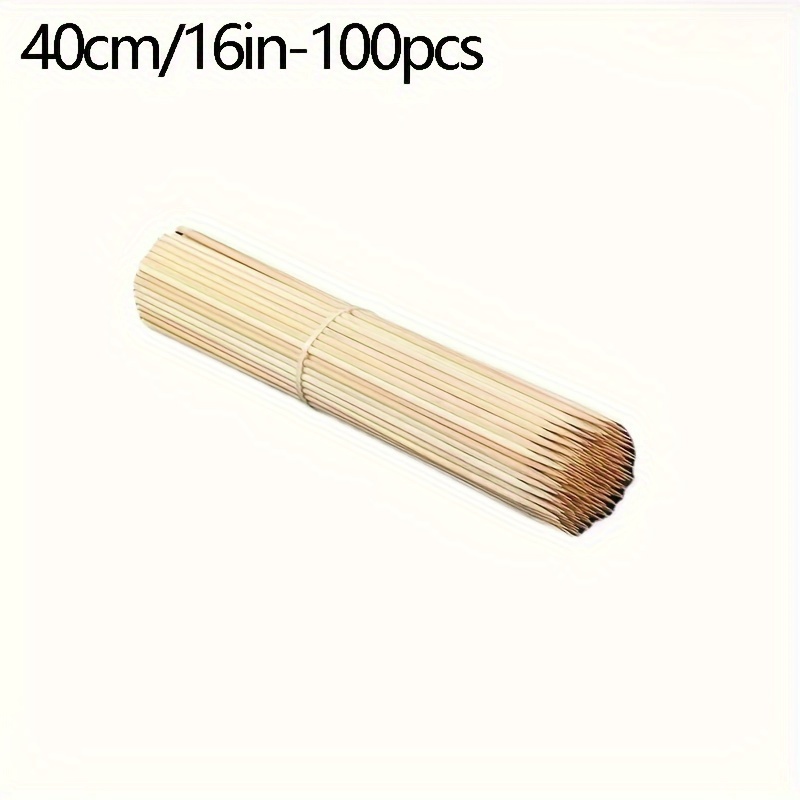 100pcs bbq natural bamboo skewers 10 12 16in bbq bamboo skewers used for barbecue appetizers fruits grilled meat skewers barbecue kitchen crafts wedding birthday party favor camping bbq accessories beech vacation essential