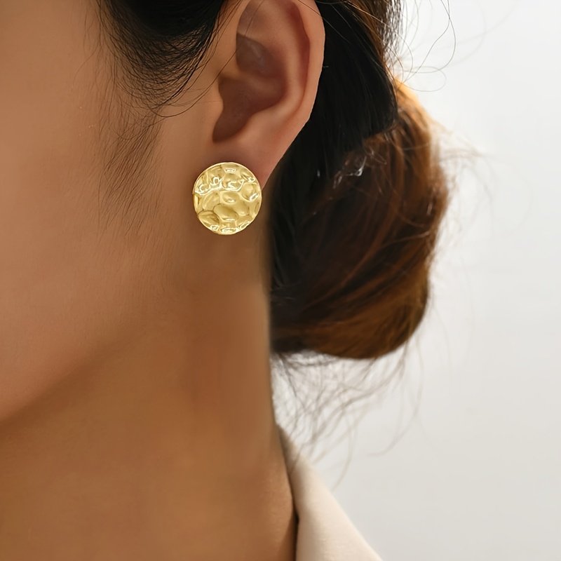 2pcs/set Irregular Pleated Geometric Round Women's Earrings