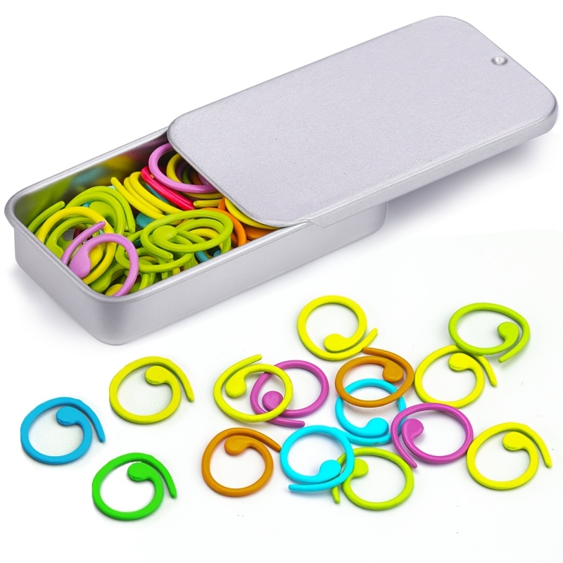 

Spiral Markers Set With Storage Box - Metal Crochet Rings For Knitting & Diy Crafts