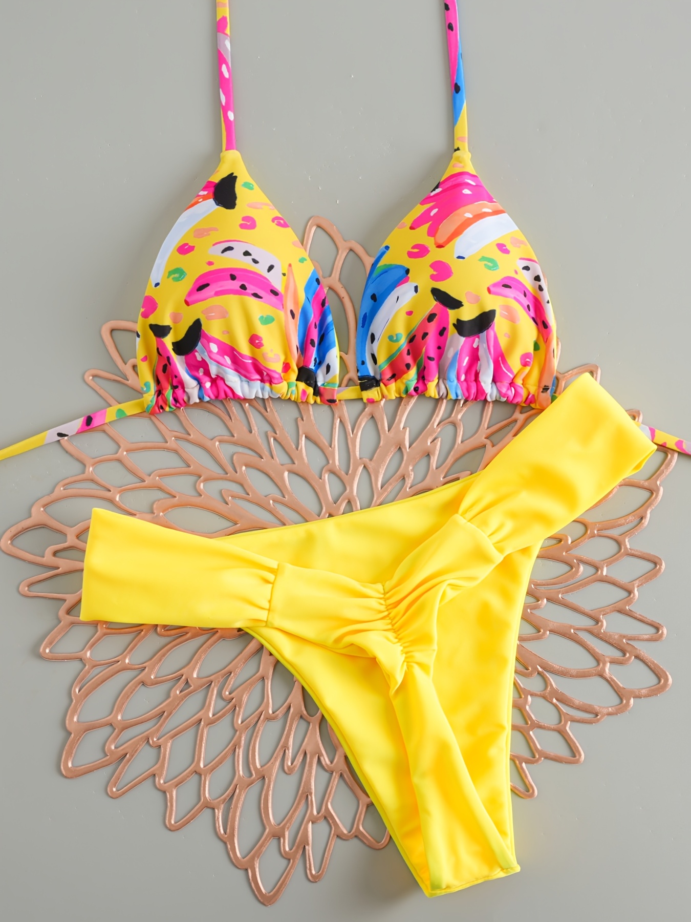Bikini de Moda con Estampado de Frutas Tropicales - Traje de Baño Atractivo