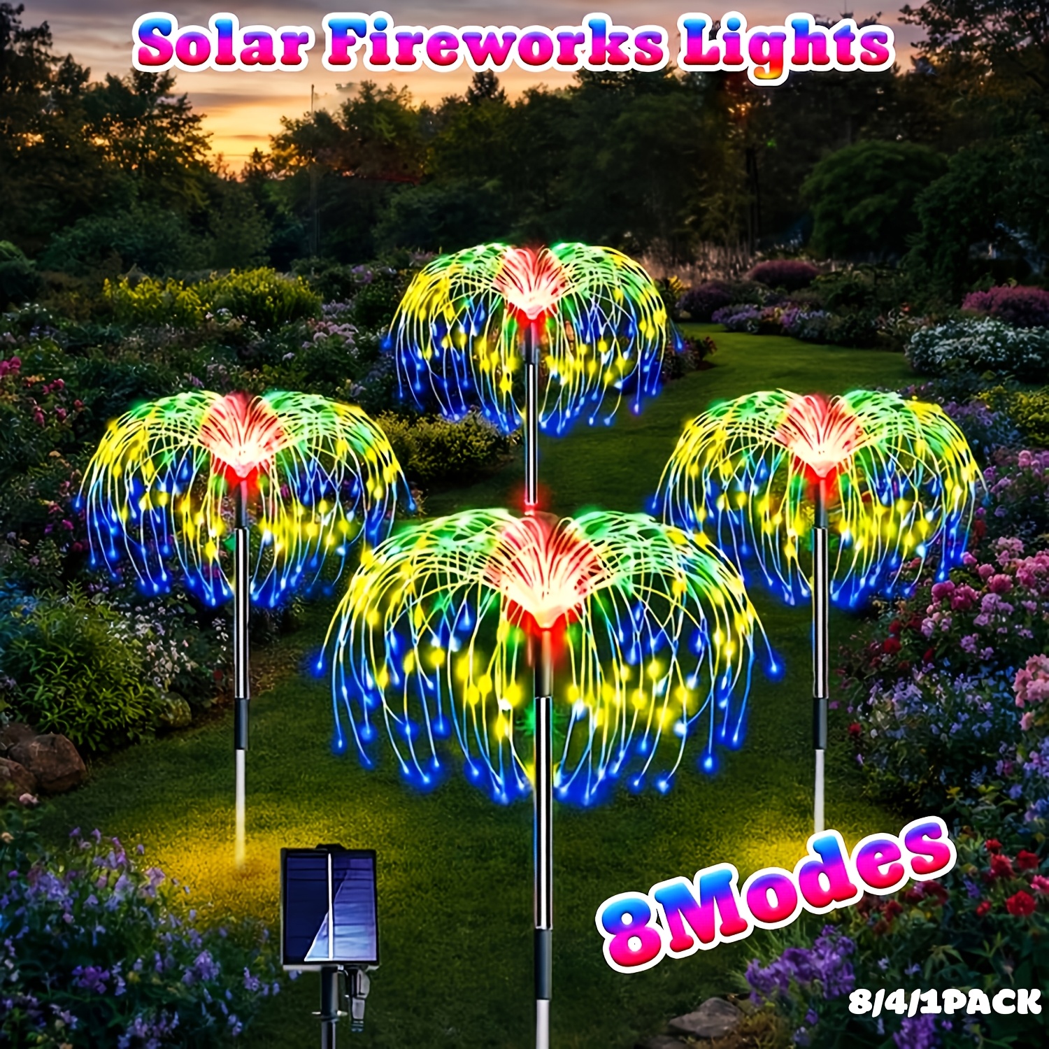 8pack 480led 4pack1pack solar garden lights outdoor 320 240 led flashing firework lights 8 mode solar garden lamps outdoor ip65 solar starlight lights suitable for   walkways festival courtyards garden   and holiday