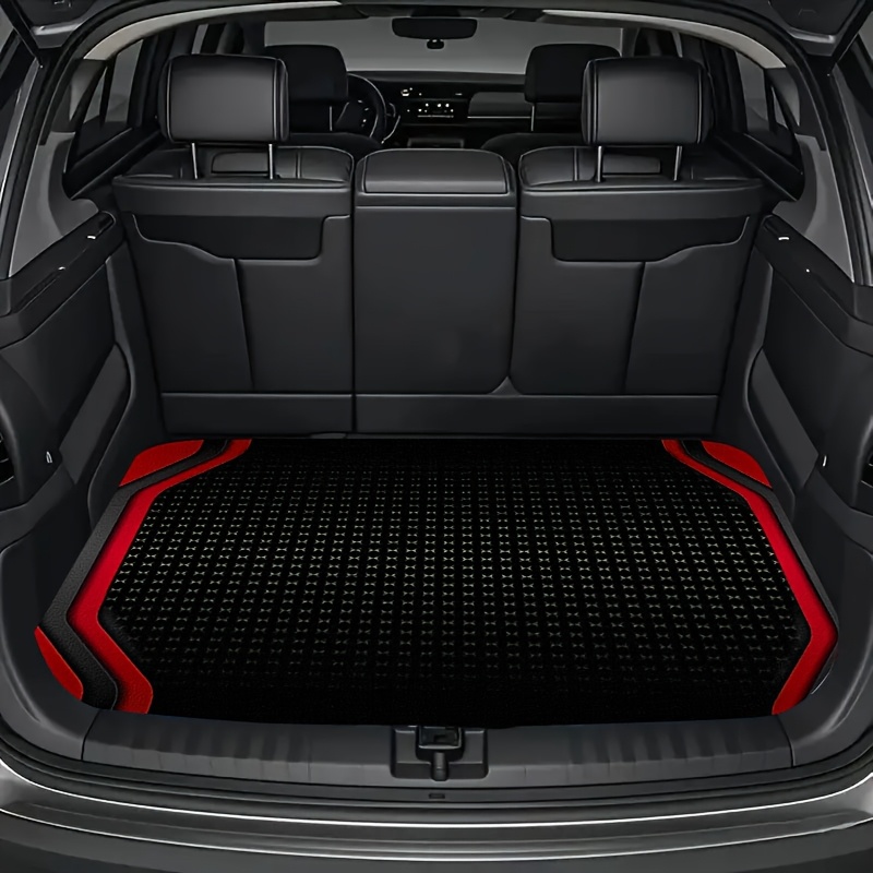 TEMU 1pc Black And Red Printed Trunk Mat For Cars, Outdoor Dining Mat, Universal Size; Protective Mat For Goods Trunk | Trunk Floor Mat Designed