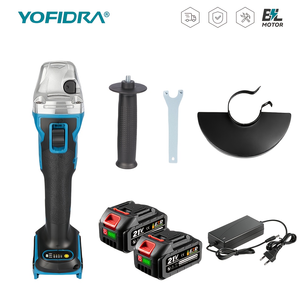 2000w Brushless Electric Angle Grinder, 125mm Metal Wood Grinding And Polishing Power Tool Set, Suitable For Furniture Decoration, Industrial , Husband Birthday Gift, Compatible With Yofidra Battery
