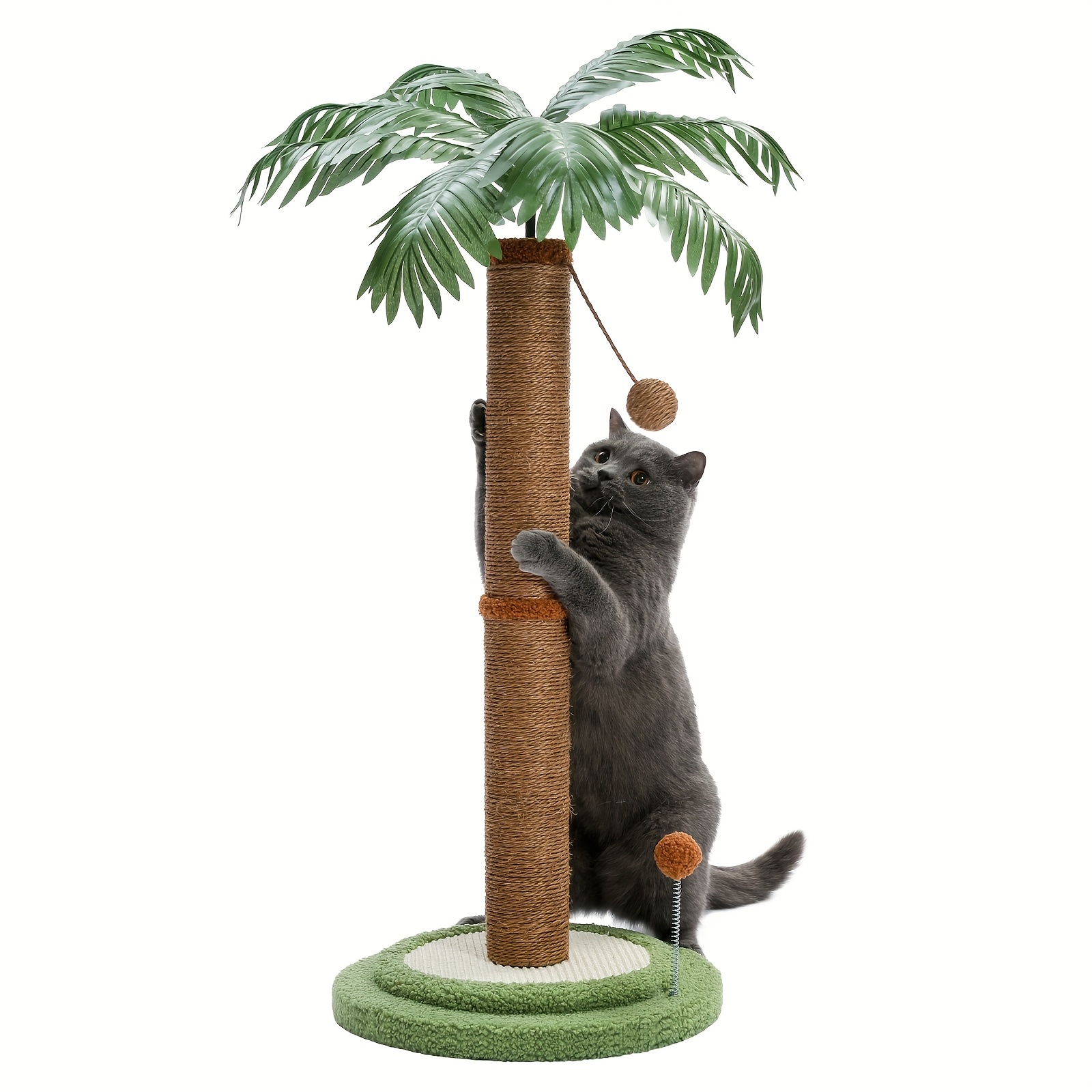E-shop Road Kokospalmen-Kratzpfosten, 85cm Höhe, Kratzbaum für Hauskatzen mit Interaktiven Bällen,