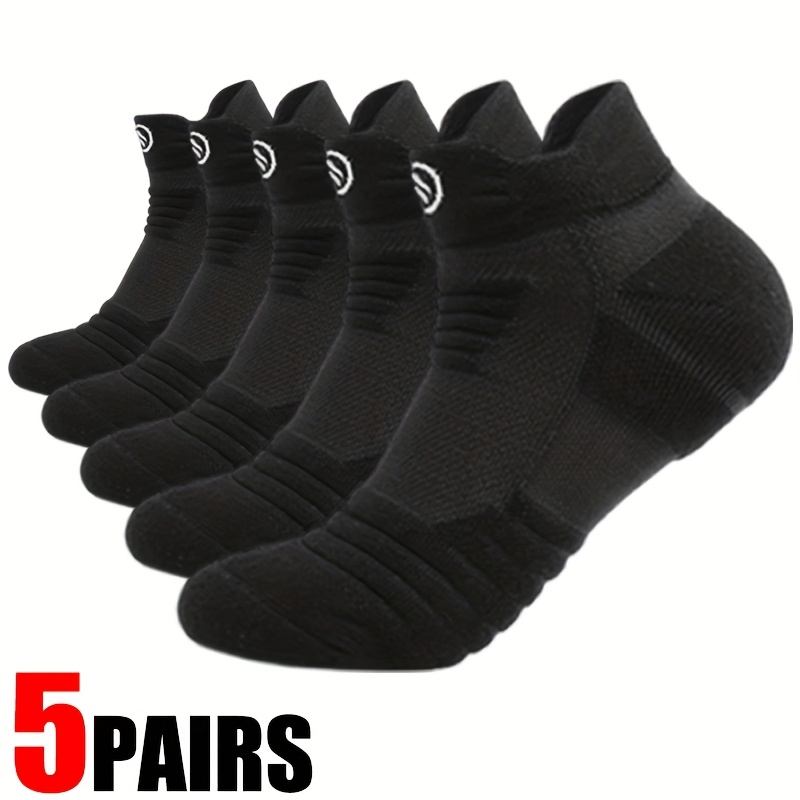 TEMU 5 Pairs Spring/autumn New Warm Sweat-absorbing Easy Versatile Soft Comfortable Solid Color Men Women Same Style Short Socks, Sweat-resistant