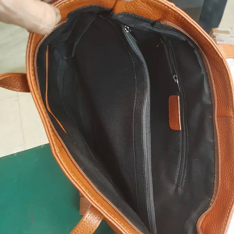 solid color tote bag for women large capacity fashionable shoulder bag with adjustable strap single shoulder crossbody zippered handbag Product details 4