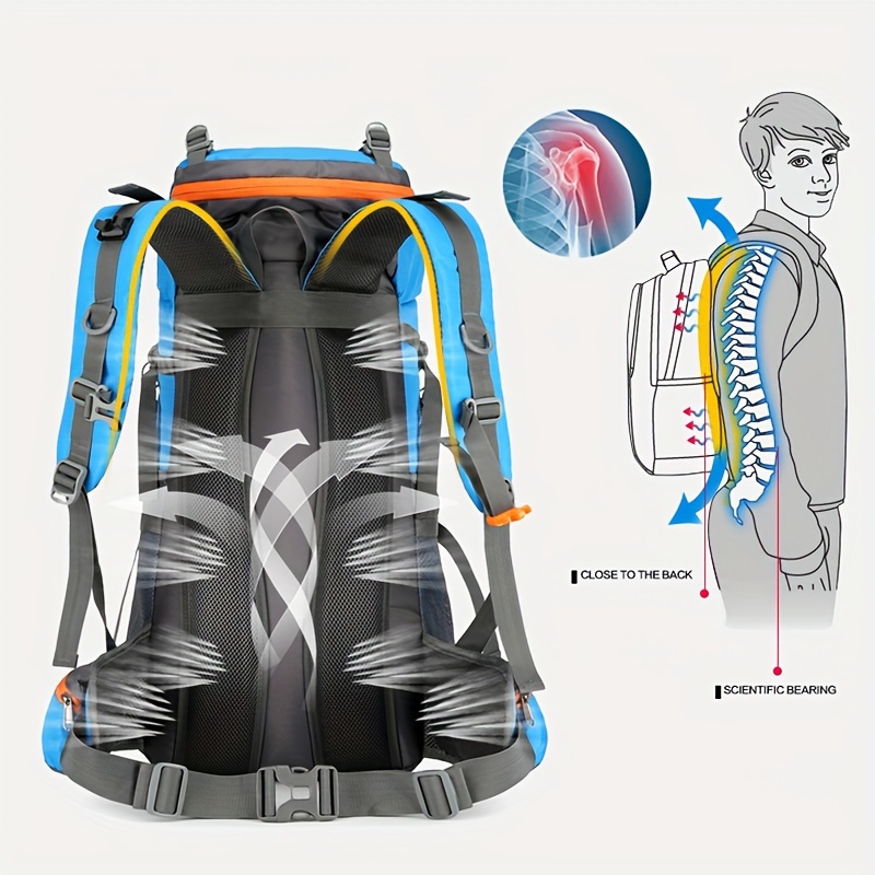 Men's Large Capacity Multi-functional Backpack For Camping Fishing Hiking Outdoors Survival Fans, 18.49gal