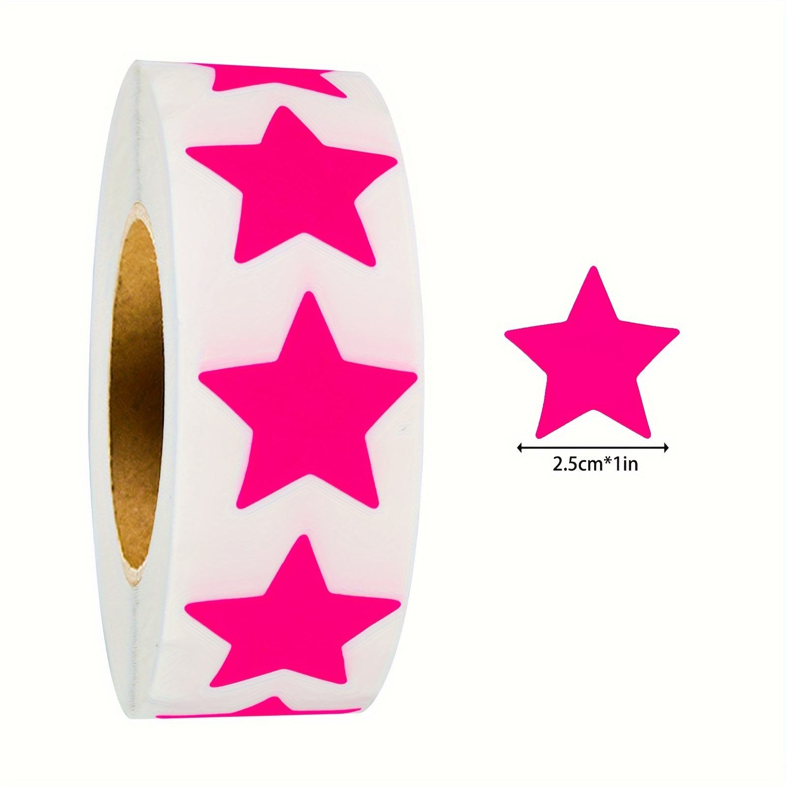 Image of 1000pcs Per Roll 2.5cm/1in Neon Multi-functional Label Stickers, Star Stickers Adhesive Labels, For File Classification, Highlighting , Coloring, Students, Classroom, Office Organization