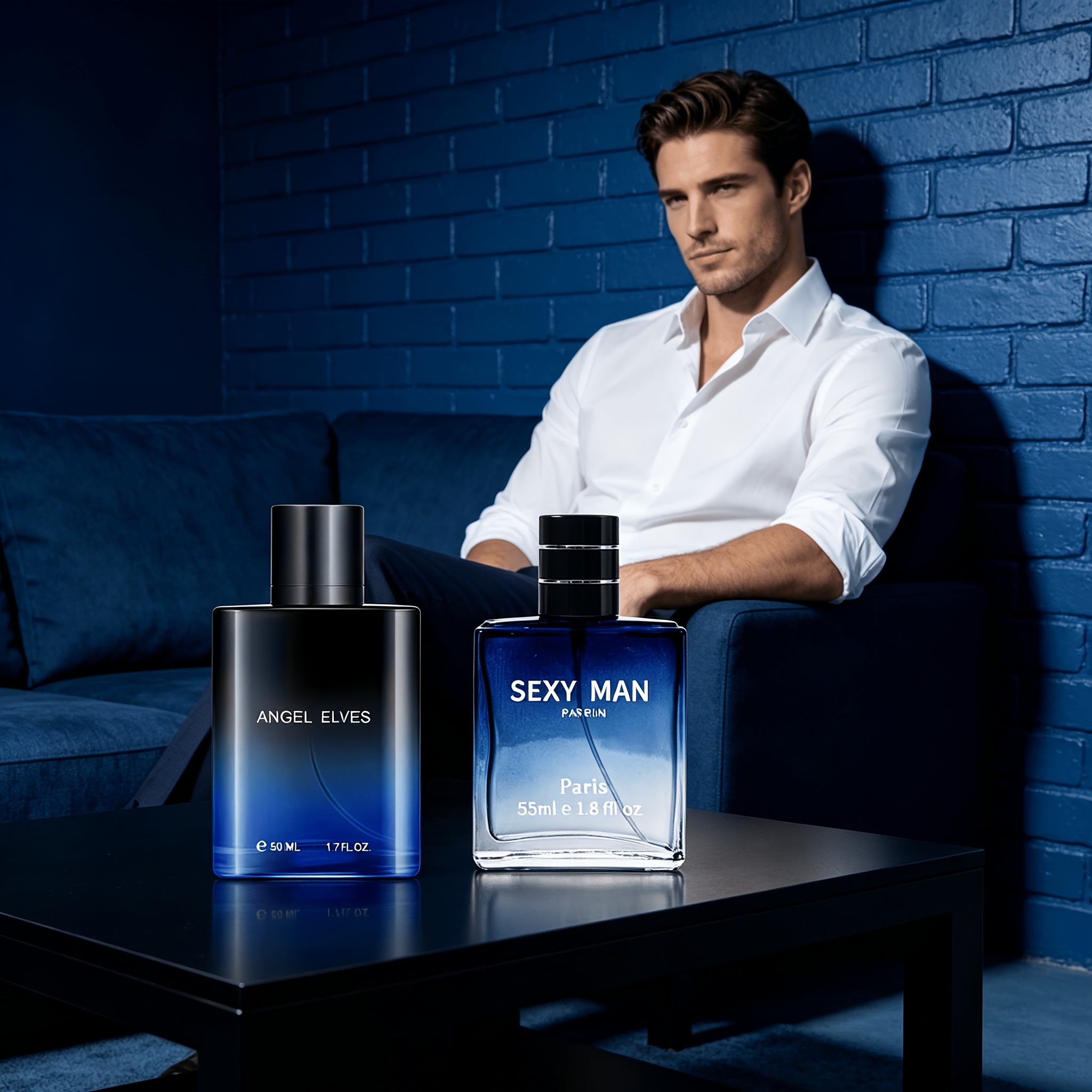 Image of Men's 2pcs Blue Gentleman Perfume Set Boos50ml And Sexy Men's | Top Notes: Lime Citrus; Middle Notes: Labdanum Violet; Base Notes: Jasmine Musk | Long-lasting Fragrance