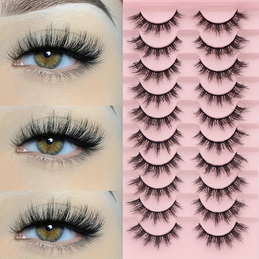 

10 Pairs Fluffy False Eyelashes Set, Soft Comfortable, Reusable, C/d , 0.07mm Thickness, Multiple Lengths (6-15mm), Extra Style For