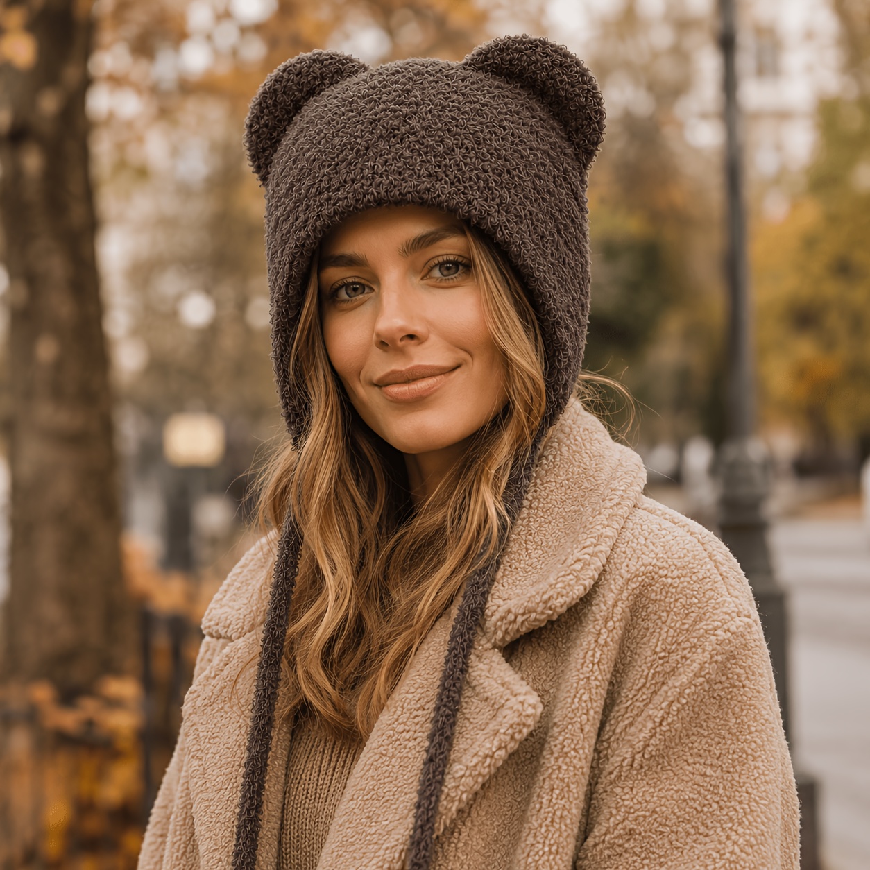TEMU Bonnet d'hiver adorable et duveteux avec oreilles d' et – Bonnet et chaud à rabats pour et . au chaud, . Un bonnet, plusieurs occasions. Froid à