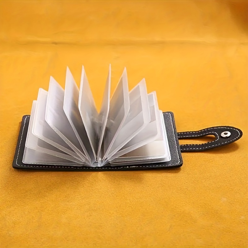 1pc Synthetic Synthetic Leather Card Holder, Simple Snap Card Holder with 26 Card Slots, Ultra-Thin Snap Credit Card Wallet