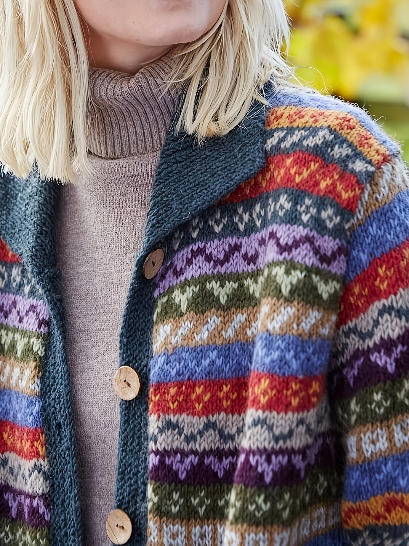 dames elegante retro fair isle kabeltrui - geometrisch   open front trui, machinewasbaar zacht herfst-winterjas voor casual & formele outfits, schattige sweater 2
