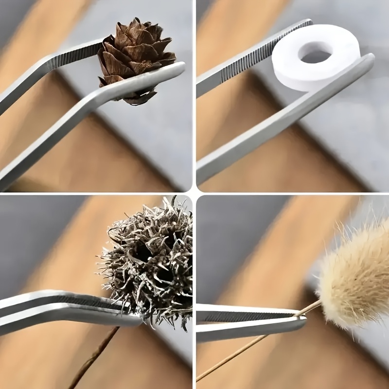 Set di pinzette lunghe in metallo | Punte dritte e curve, pinzette multifunzionali in acciaio inossidabile, pinze lunghe, durevoli e robuste, adatte per la cura dei bonsai, la manutenzione 'acquario, l'uso domestico e in ufficio